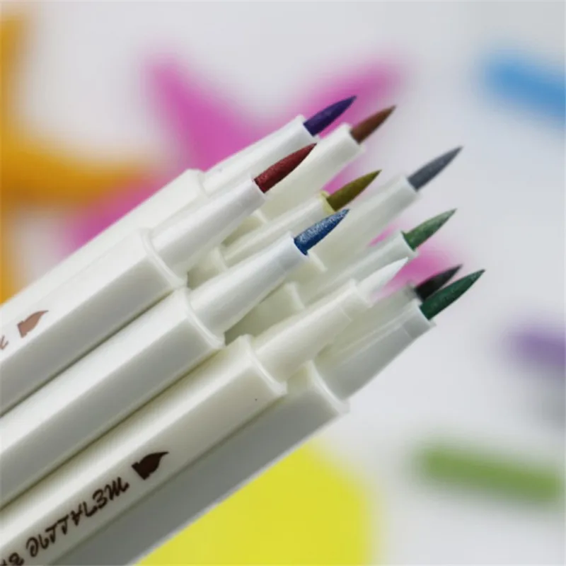 STA, новинка, 10 цветов, металлический маркер, сделай сам, скрапбукинг, ремесла, мягкая кисть, ручка, художественный маркер, ручка для канцелярских принадлежностей, школьные принадлежности - Цвет: 10 PCS