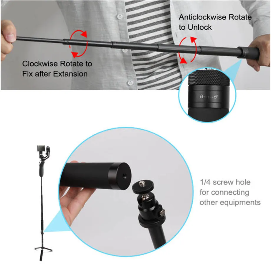 Extension Stick Rod Pole Scalable Holder for DJI OSMO Mobile 2 Handheld Smartphone OSMO Mobile 2 Zhiyun Smooth Gimbal Accessory-11