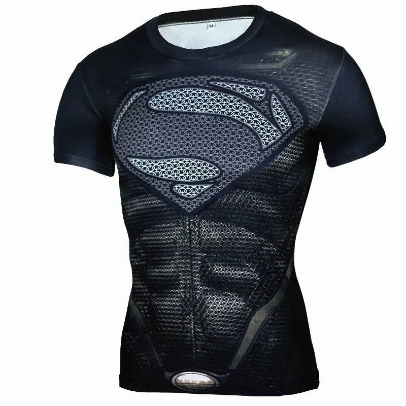 

CANGHPGIN Superman Rashgard Man Running Shirt Men Short Sleeve Soccer Jerseys Men's Compression Tights Fitness Sports Wear 2018