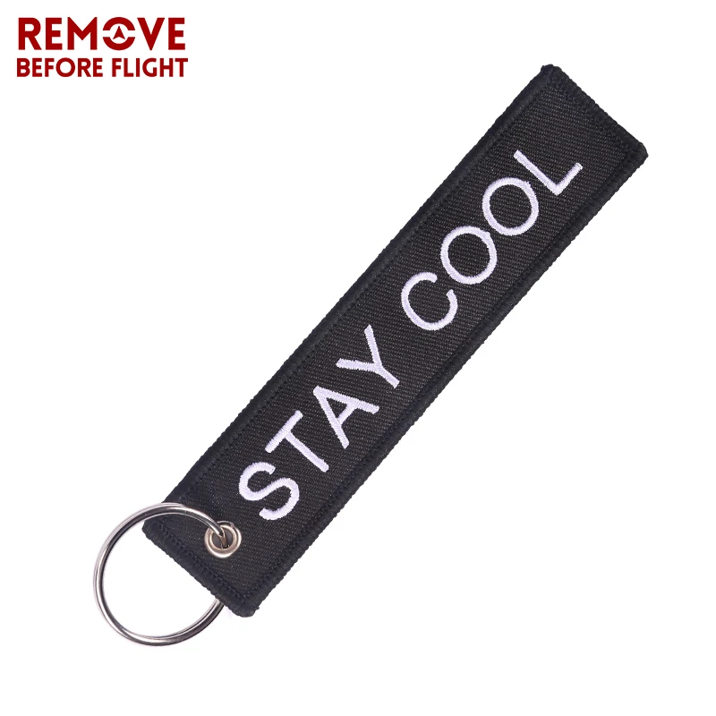 Fashion Keychain for Friends Different Sides STAY COOL AWESOME EVERYDAY Motorcycles Key Chains Red Embroidery Key Chain Gifts (9)