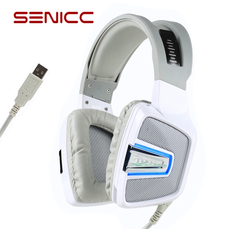 Оригинальный SENICC W271 USB игровая гарнитура регулируемая повязка наушники со звуком