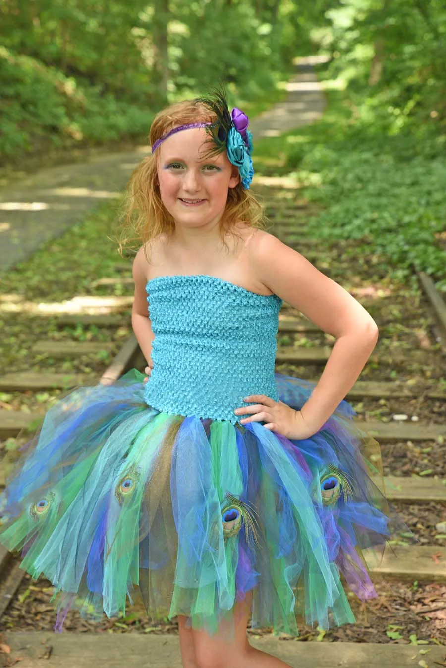 Keenomommy Peacock Feather Tutu Dress For Girls Turquoise Birthday Halloween Costume Kids Pageant Vestidos Baby Photo Props (5)