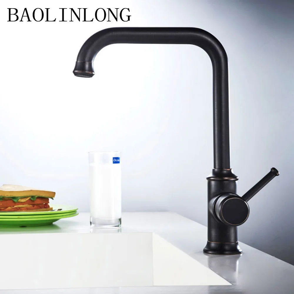

BAOLINLONG Antique Styling Brass Kitchen Faucets Cozinha Swivel Spout Kitchen Sink Brass Faucet Tap