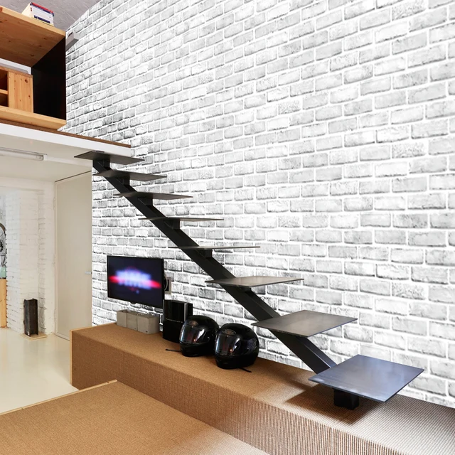 pvc wallpaper modern 3d stereo white brick wall paper living room