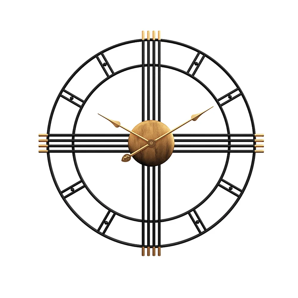 Креативные настенные часы в стиле ретро, железные римские цифры, бесшумные настенные часы на батарейках, круглые Настенные часы для декора гостиной
