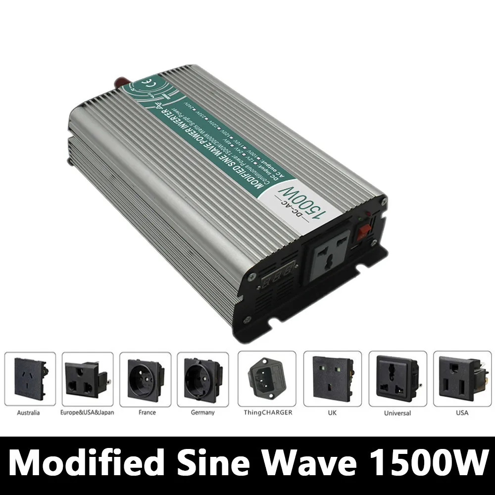 1500W Modified Sine Wave Inverter DC 12V/24V/48V To AC 110V/220V off Grid Power Invertor voltage Converter for Battery Panel|wave inverter|sine wave