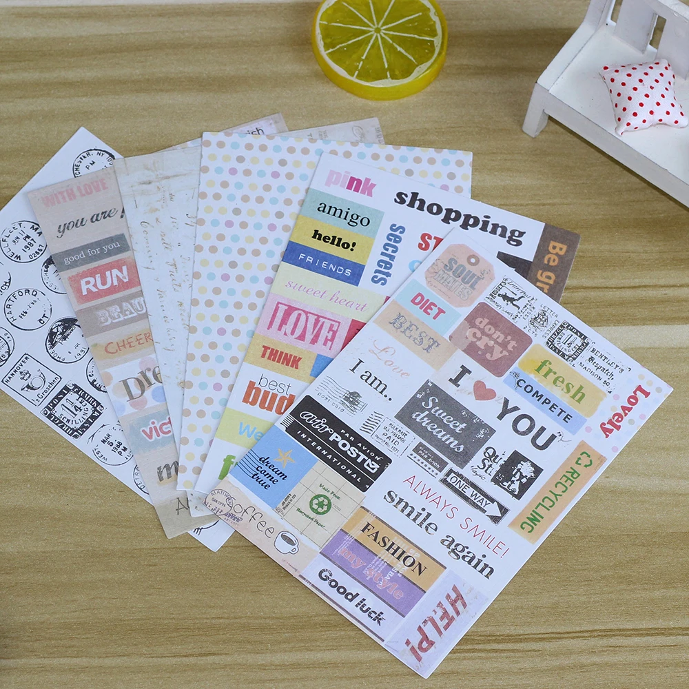 

6sheets/packRetro Stamp Stickers Message Sticker Line Sticker for Decorating Your Items Diary Deco