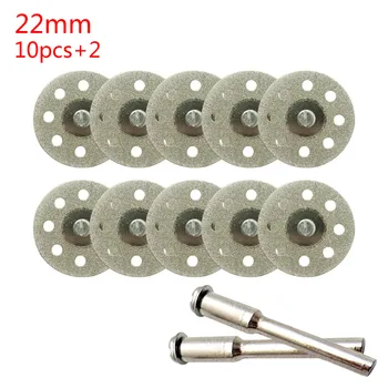 

New 22mm 30mm 10pcs Mini Diamond Saw Blade Silver Cutting Discs with 2 X Connecting Shank for Dremel Drill Fit Rotary Tool
