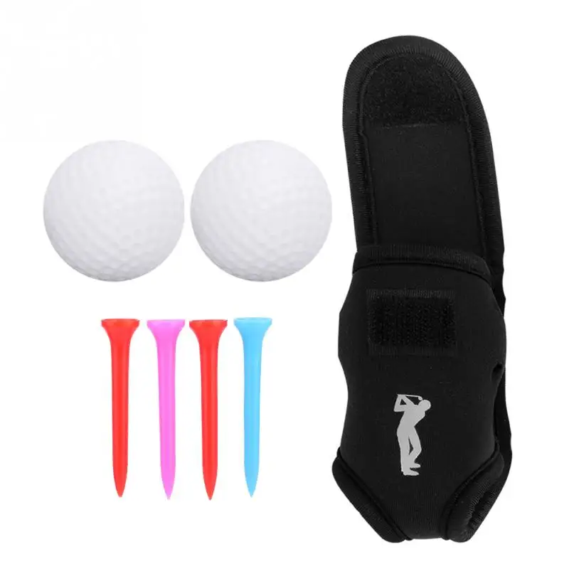 Сумка для мини-гольфа комплект Портативный держатель мяча для игры в гольф с сумкой для талии с 2 однотонных/полые шары 4 футболки аксессуары для гольфа гольф учебные пособия - Цвет: With Solid Balls