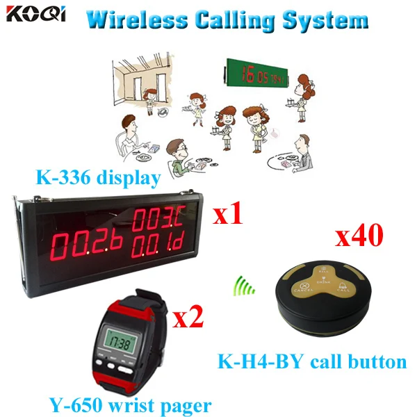 US $536.00 Wireless Calling Bell System Fashion Design Display Wrist Watch Durable Call Button1 display 2 wrist watch 40 call button