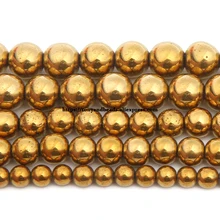 Doğal taş altin Plt hematit yuvarlak dağınık boncuklar 4 6 8 10 MM 15