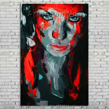 

Palette knife portrait Face Oil painting Character figure canva Hand painted Francoise Nielly wall Art picture 06-10-12f2