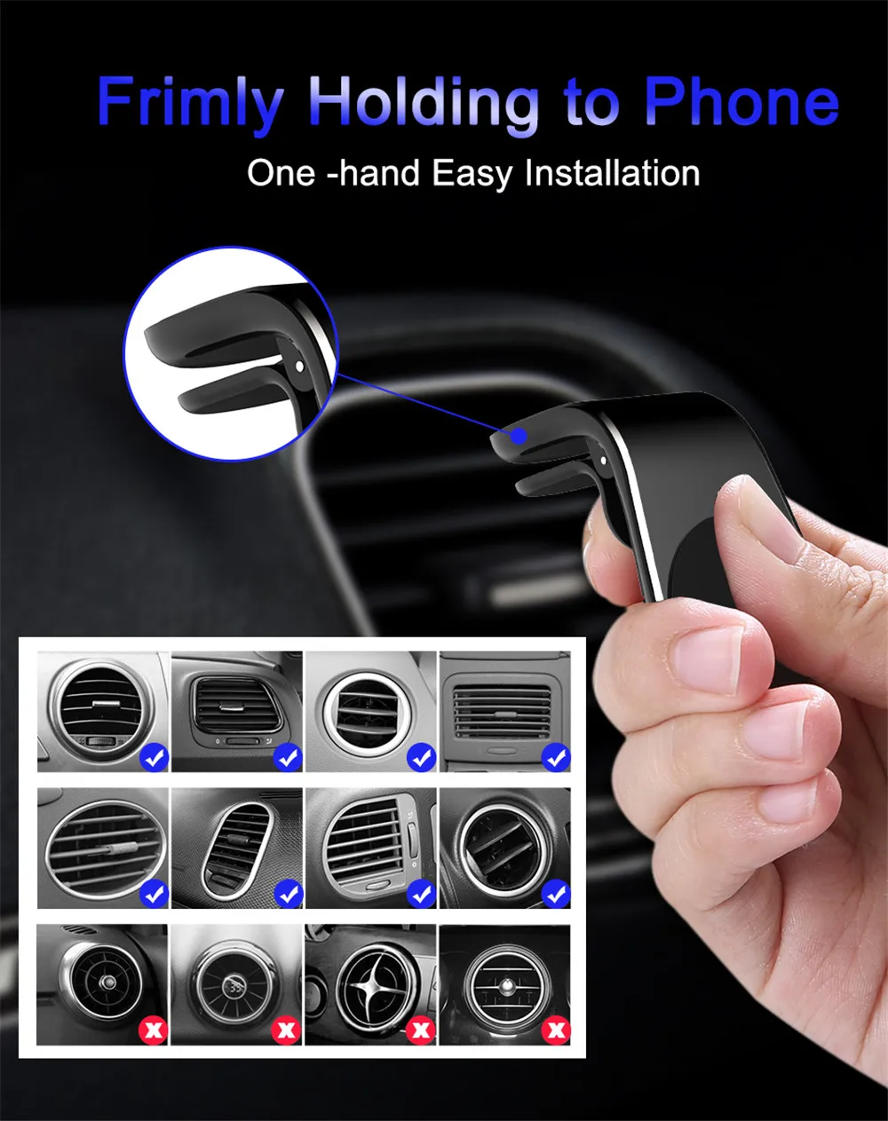 L Shape Magnetic Car Phone Holder Air Vent Mount Stand Car GPS Mobile Phone Holder For iPhone X Samsung S9 Xiaomi