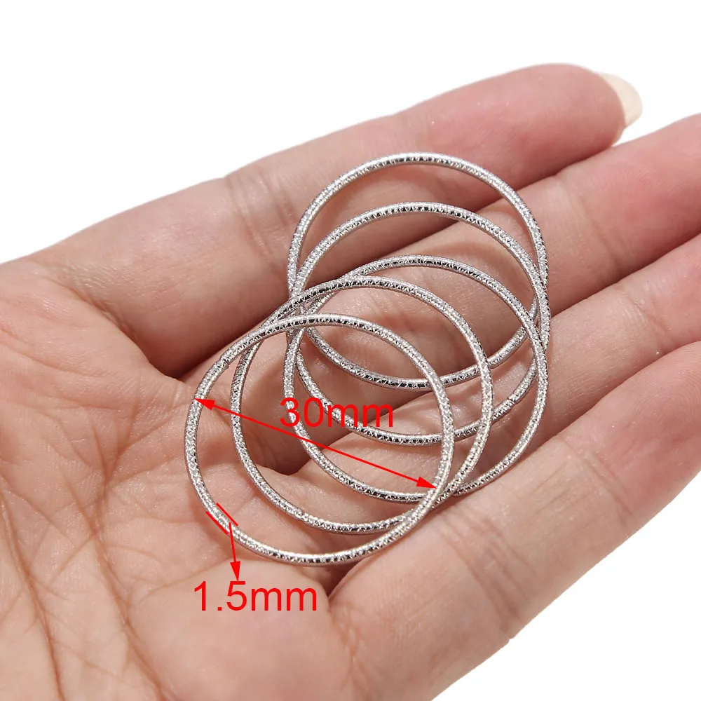 10pcs Silver Tone Link Rings 30mm/50mm Stainless Steel Round Closed Dangle Circle O Ring Charm Connectors - Цвет: 30mmx1.5mm