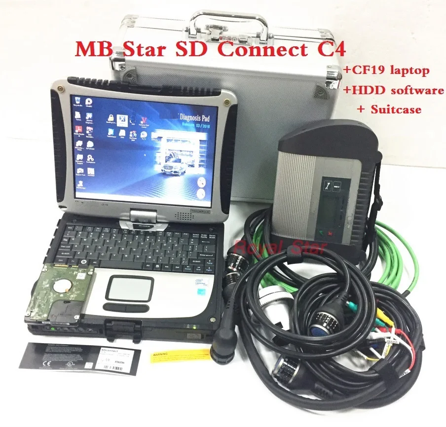 

For whole car testing MB Star C4 diagnostic tool with software HDD install in laptop CF19/D630 PC MB star SD C4 wifi ready work