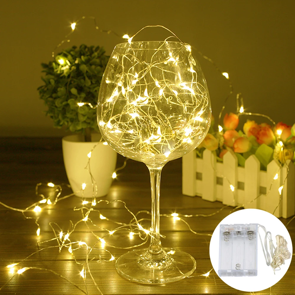 

2M 3M 5M 10M Garland Copper Wire LED Lighting String Fairy Christmas Lights for Holiday Wedding Party 3 AA Battery Powered