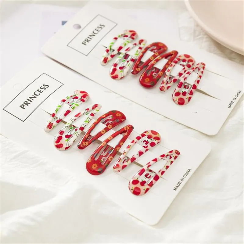 

6pcs/set Cute Flower Print Hairpins Snap Hair Clip Fashion Hair Pins Unique Women Gift BB Hair Clip Baby Girls Hair Accessories