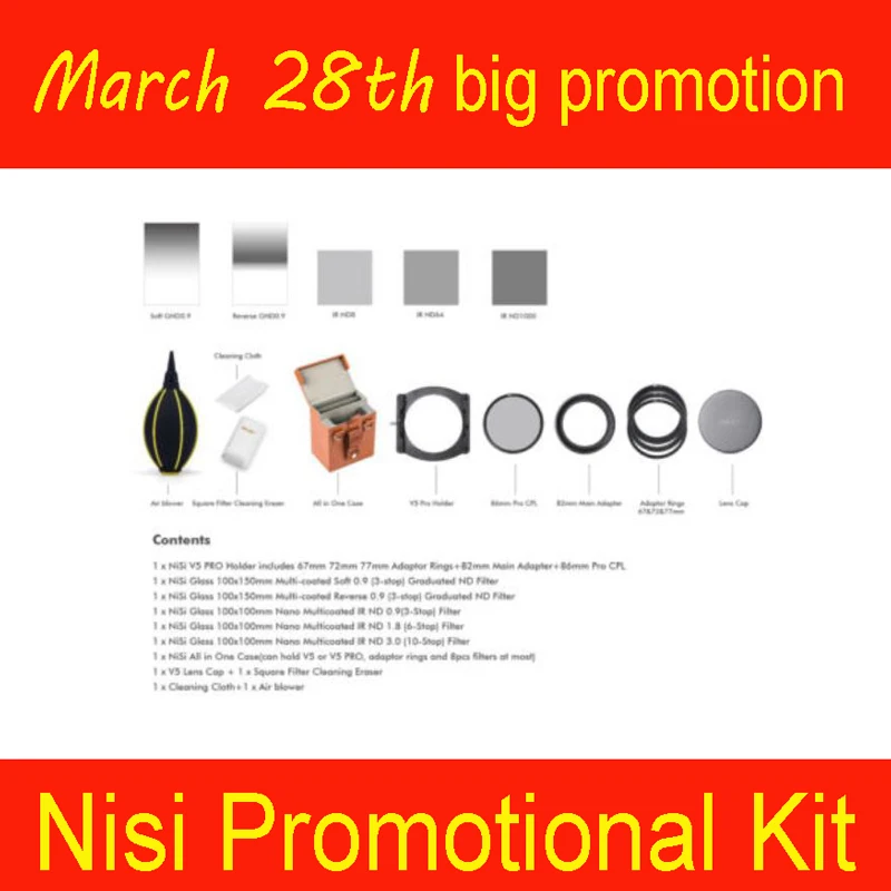 

NiSi 100mm Filters Advanced Kit II(2 pieces GND Filters + 3 pieces ND Filters + Filter Holder + Storage Box + Cleanning)