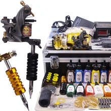 Полный комплект татуировки 2 Gun роторная машина 14 цветов иглы для чернил Питание сцепление практика набор для кожи с сумкой