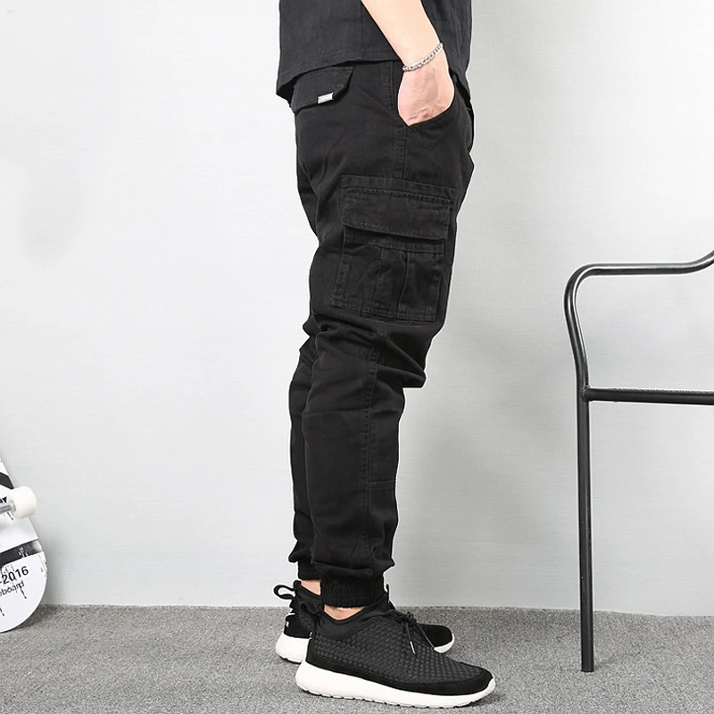 Günstige Japanischen Stil Mode Männer Jeans Hip Hop Jogger Hosen Lose Fit Klassische Große Tasche Cargo Hosen Männer Armee Grün Militär hosen