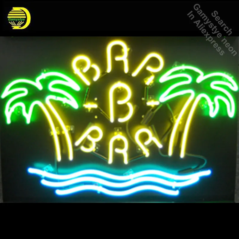 Palm tree Бар неоновая вывеска Настоящее стеклянная трубка Пивной бар PUB свет вывеска магазина Дисплей пользовательские ручной Дизайн