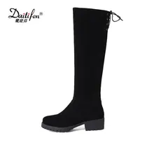 Daitifen 2018 Fashion Women Boots Knee High Slim Boots Solid Colors Riding Women Elegant Comfortable Winter snow Boots