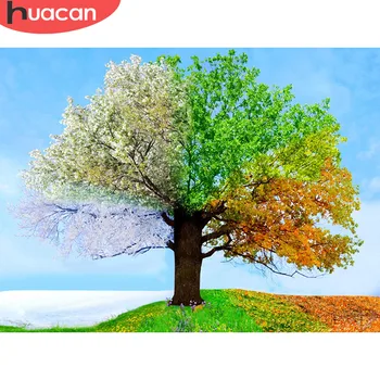

HUACAN Diamond Painting Season Tree Diamond Embroidery Cross Stitch Diamond Mosaic Rhinestones Pictures Decoration Home