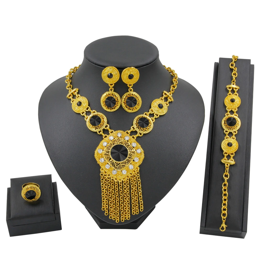 Buy African Fashion 24 Gold Jewelry Sets Tassel Design Necklace Bracelet