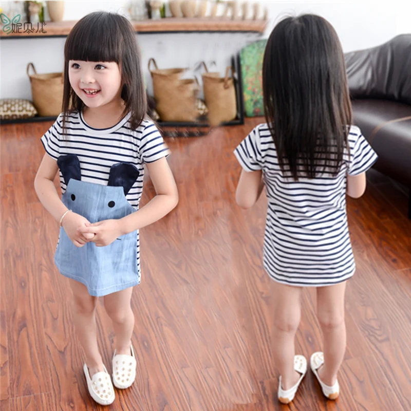 

2019 Toddler Girl Dresses Spring Summer Striped Cute Dress For Girls 1 2 3 4 5 6 Years Baby Girls Princess Infant Dress Vestidos