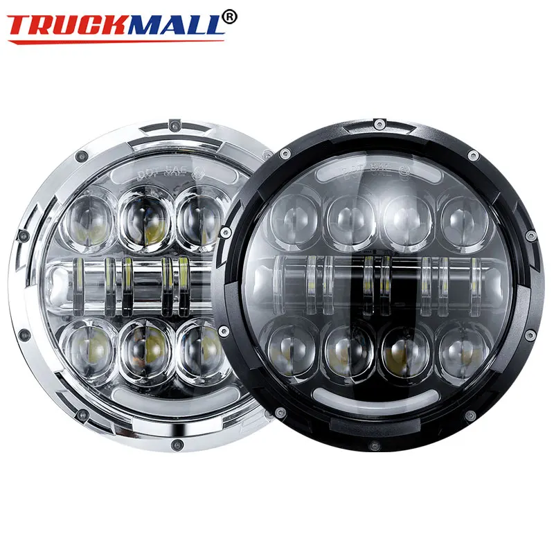 

For Motorcycle Black&Chrome 7Inch LED H4-H13 Headlight with DRL and Hi/Lo Beam Headlamp Replacement