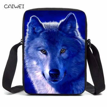 

Mens Shoulder Bag Casual Kids Small Cross Body Bags for boys Animal Wolf Messenger Bag Envelope Girls School Bags For Children