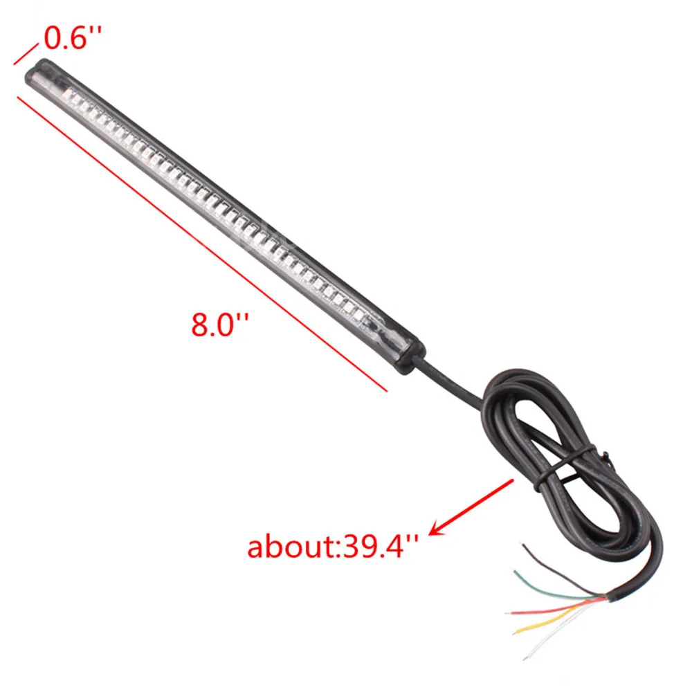 Универсальный гибкий 32 светодиодный Светодиодная лента для мотоцикла стоп-сигнал для поворота лампы номерного знака " красный и янтарный светодиодный цвет
