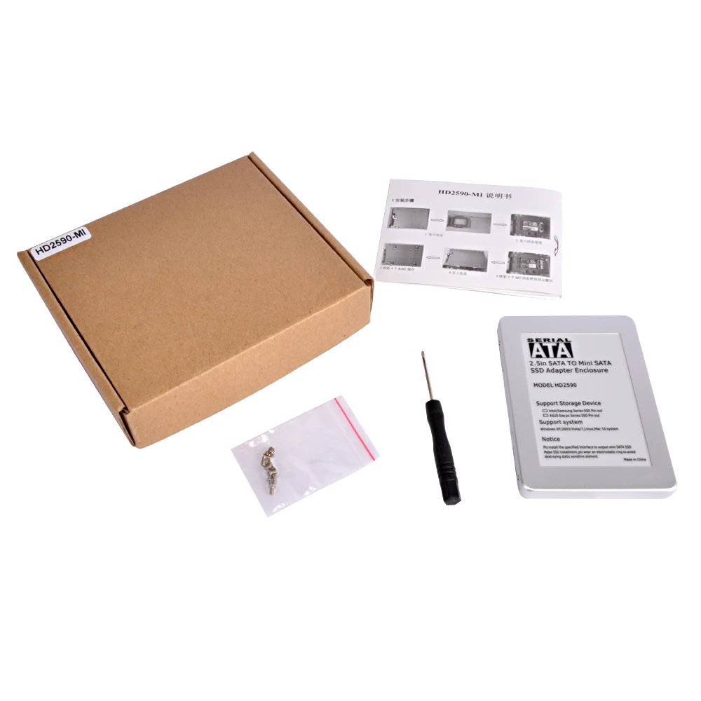 2.5 Inch SATA To Mini SATA Caddy Mini USB 2.0 To SATA SSD Enclosure For Laptop Desktop PC Hard Disk Case portable hdd case