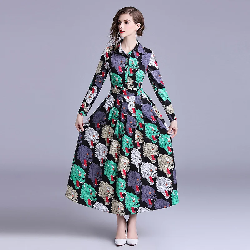 THC Top Quality Women Autumn Maxi Long Sleeve Dresses Elegant Vintage ...