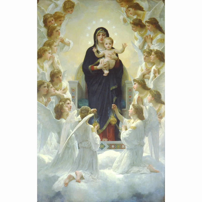 

The Virgin With Angels religion handpainted oil paintings on canvas in the bedroom famous modern painting cuadros decoracion