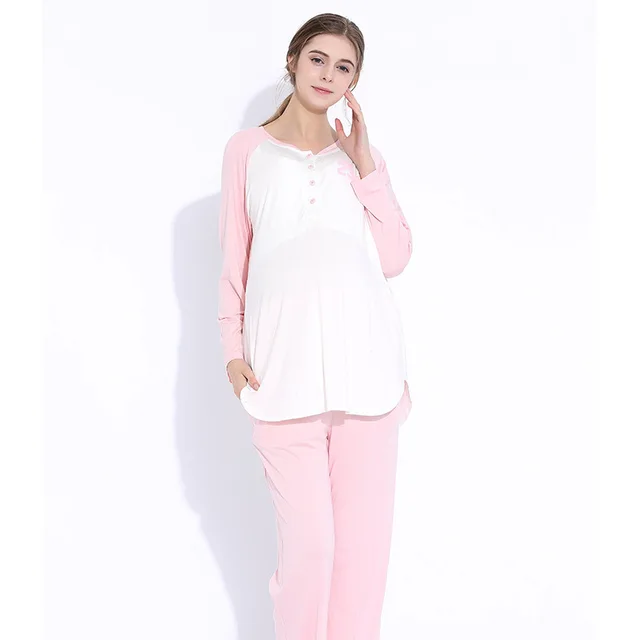 Maternity Pajamas Clothes 2pcs/set Comfortable Pregnant Women Cotton Sleepwear Pregnancy Nursing