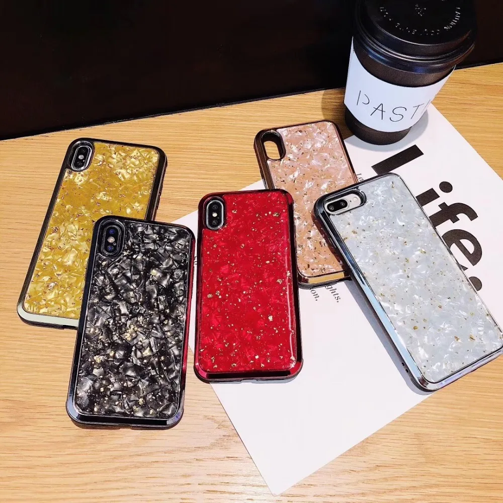 

Epoxy resin Luxury Shell patten phone case for Iphone 6 7 8 Plus X XR XS MAX protection back cover fundas coque capa