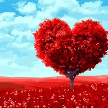 Красное Сердце Дерево DIY картина по номерам домашний Декор стены искусства куадро декорацион акрил, масло картины на холсте 40*50