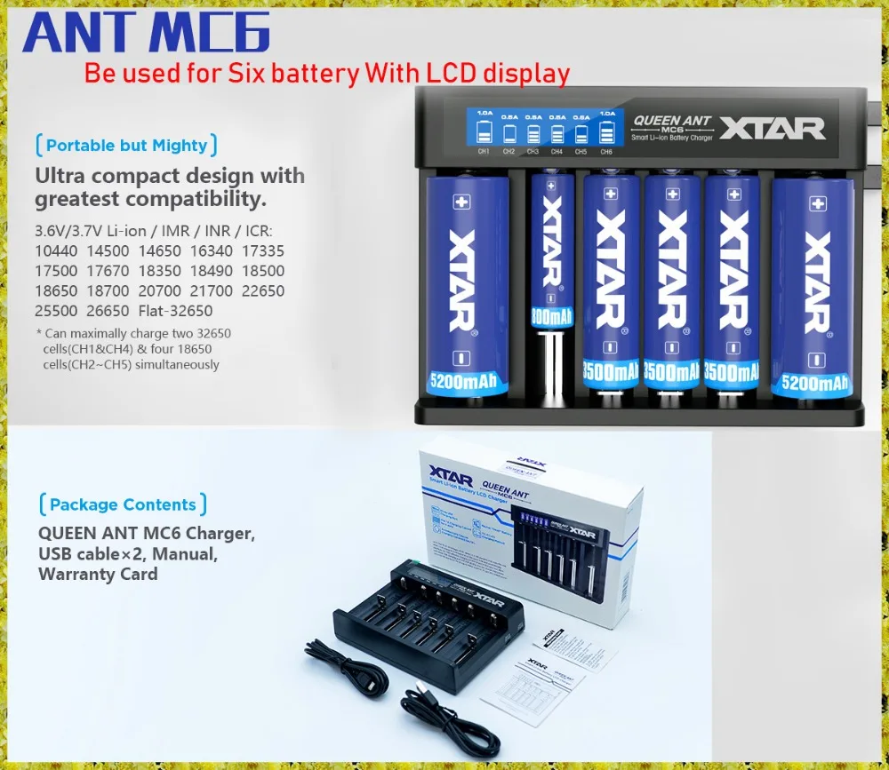 XTAR MC серии MC1 MC2 MC2 плюс MC4 MC6 MC6II Зарядное устройство USB кабель портативный аккумулятор Зарядное устройство для 10440 14500 18650 26650