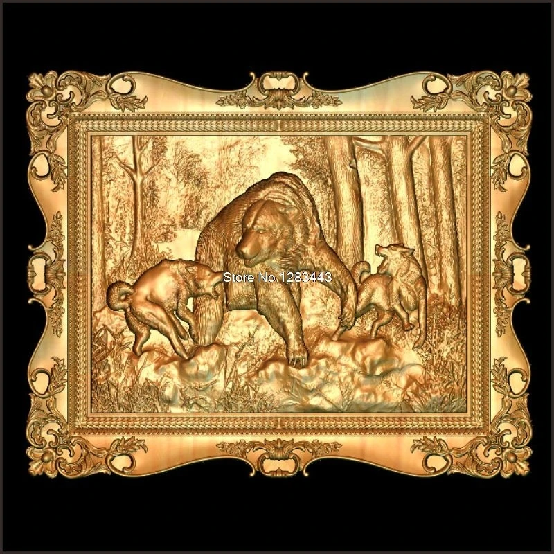 7pcs the bear of relief sculpture 3d model STL relief for cnc STL format 3d Relief Model STL Router 3 axis Engraver ArtCam