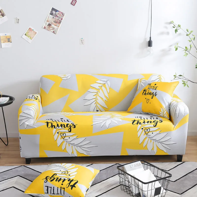 

1/2/3/4 Living Room Spandex Elastic Sofa Cover All-inclusive Geometric Plants Slipcovers Furniture Protector Stretch Couch Cover