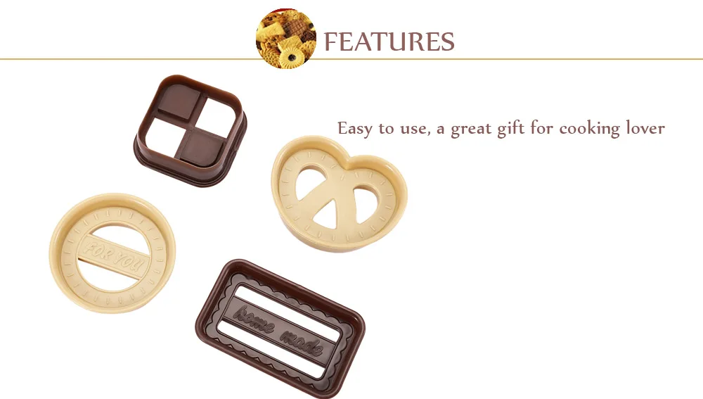 4pcs DIY Plastic Mold Cutters Fondant Cake Cookie Biscuit Baking Tool