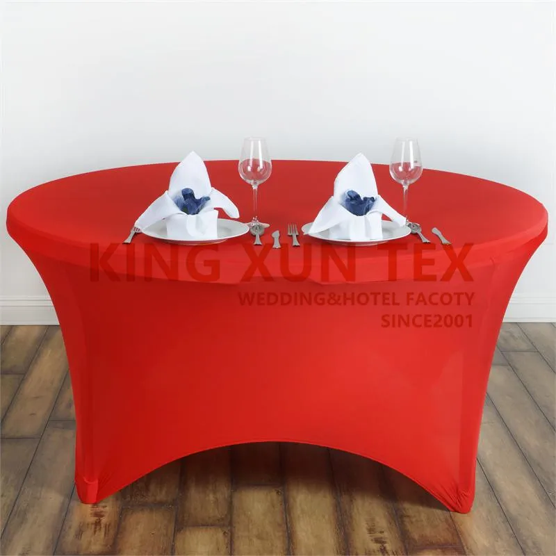 Круглый чехол для стола из спандекса ткань растягивающаяся скатерть для украшение для свадьбы - Цвет: red