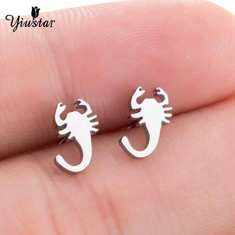 Yiustar Unique Exquisite Decoration Stainless Steel Stud Earrings Animal Shape Money Ear Women Men Jewelry Cute Party Gifts