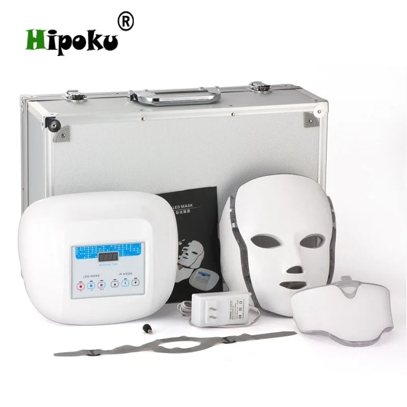 3 Color LED Photon Therapy Facial Neck Mask Microcurrent Massager Skin