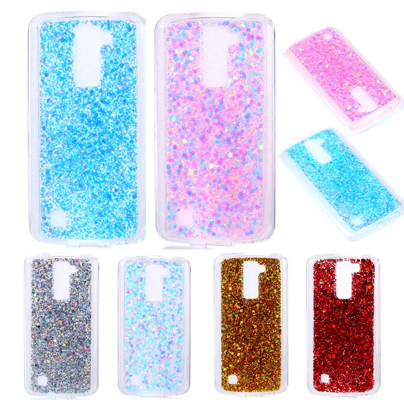 

For LG K 10 Case Soft Silicone TPU Frame with Colored Back Shiny Glitter Case for LG K10 K430ds K430 K420n K410 Phone Soft Cover