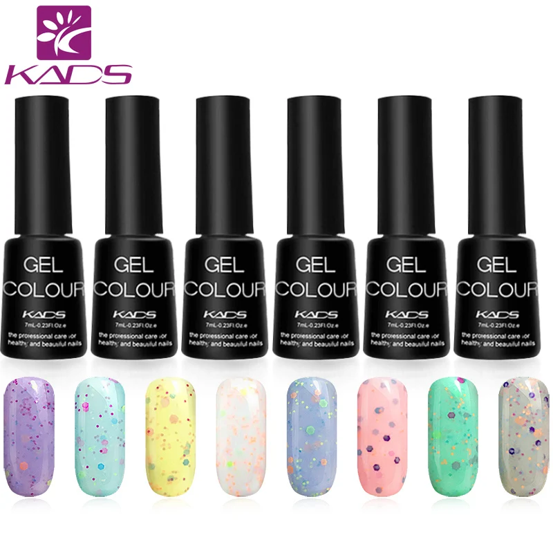 

KADS New Arrival 7ml Cheese Nail Gel Polish K147-154 Soak Off UV Cat Eyes Colorful Polish Gel Nail Varnish Top+Base Coat