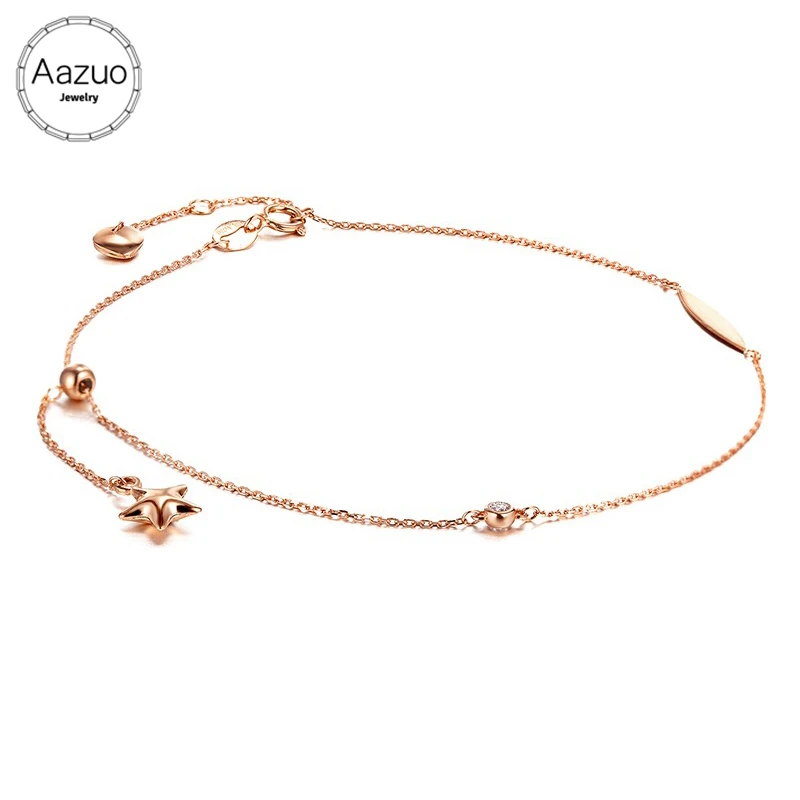 

Aazuo Real 18K Rose Gold Real Diamonds Originality Foot Chain gifted for Women Chain & Link G18K Au750 2018 New Jewelry