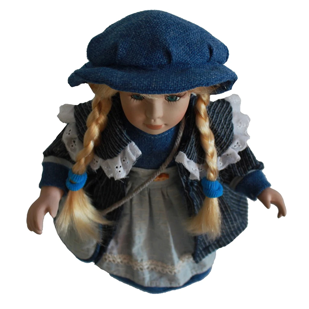16inch Porcelain Girl Doll Standing Collectible Ceramics Russia Dolls with Adjustable Wooden Display Stands Kids Birthday Gift
