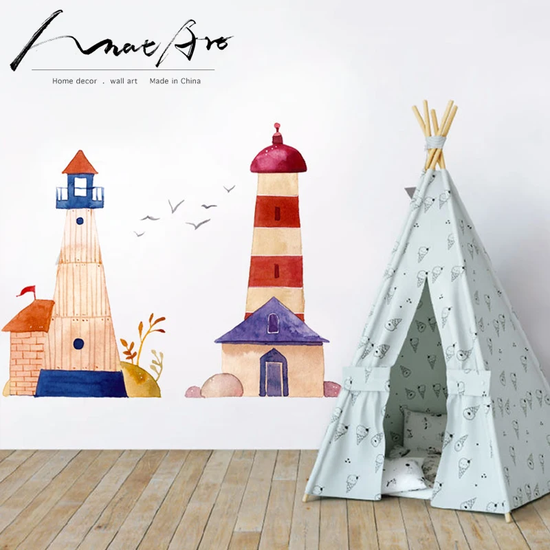 Скандинавском стиле, украшение для детей, домашний декор, настенная художественная наклейка с морским маяком, постер, картина, декор для спальни, для детской комнаты